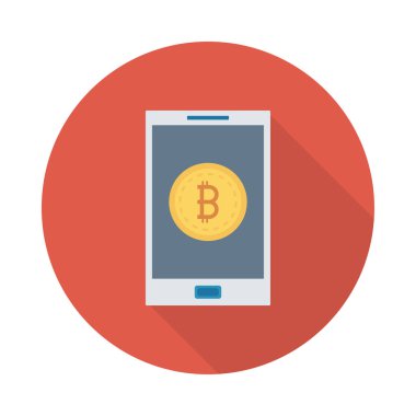Altın bitcoin belirteç beyaz arka plan üzerinde smartphone ekranında