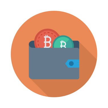 Beyaz arka plan üzerinde cüzdan içinde Bitcoin belirteçleri