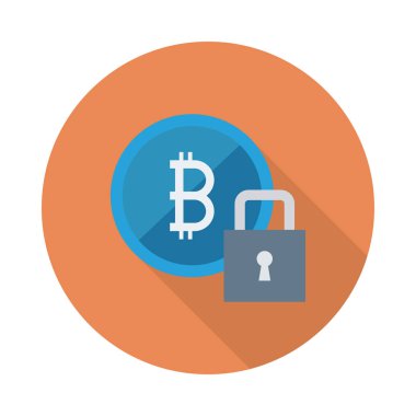 mavi bitcoin belirteci ve gri kilit
