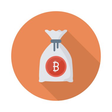 Bitcoin belirteci üzerinde para çantası turuncu daire