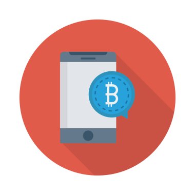 Bitcoin simge ve boş smartphone ekran beyaz arka plan üzerinde