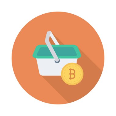 Altın bitcoin belirteci yakınındaki beyaz sepet