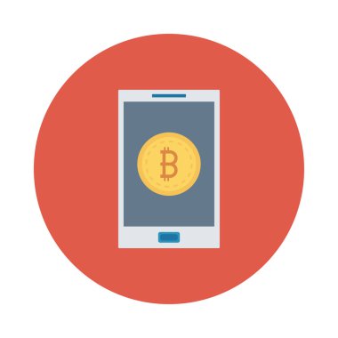 Altın bitcoin belirteç beyaz arka plan üzerinde smartphone ekranında