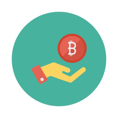 elle beyaz zemin üzerine kırmızı bitcoin belirteci