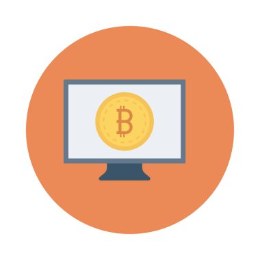 Bitcoin belirteç beyaz arka plan üzerinde bilgisayar ekranında