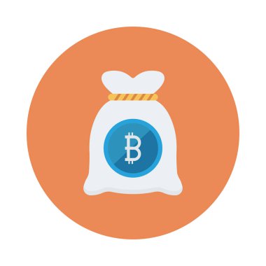 Bitcoin belirteci üzerinde para çantası turuncu daire