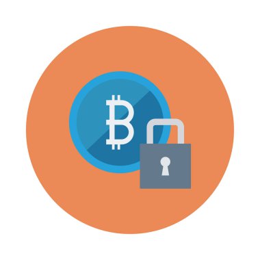 mavi bitcoin belirteci ve gri kilit