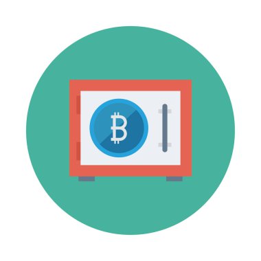 Kapı güvenli beyaz zemin üzerine altın bitcoin belirteci