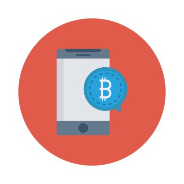 Bitcoin simge ve boş smartphone ekran beyaz arka plan üzerinde