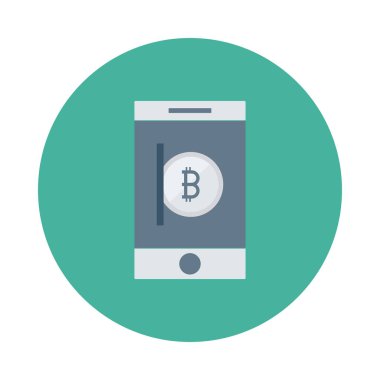 Gümüş bitcoin belirteç beyaz arka plan üzerinde smartphone ekranında