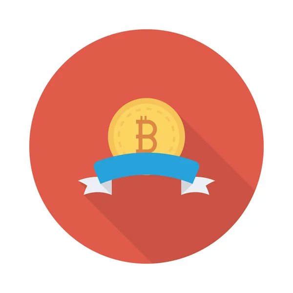 Bitcoin Dourado Token Com Fita Azul — Vetor de Stock