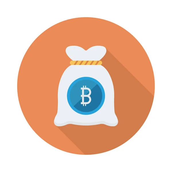 Jeton Bitcoin Sur Sac Argent Cercle Orange — Image vectorielle