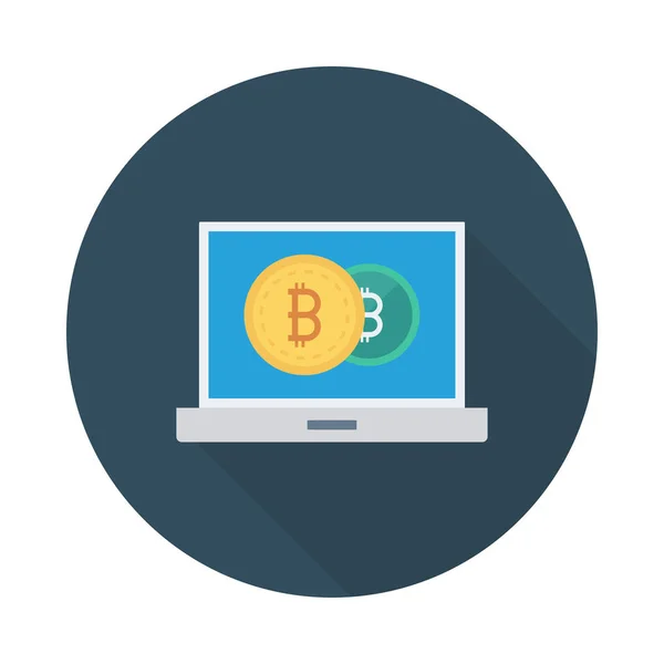 Fichas Bitcoin Tela Computador Azul Fundo Branco — Vetor de Stock