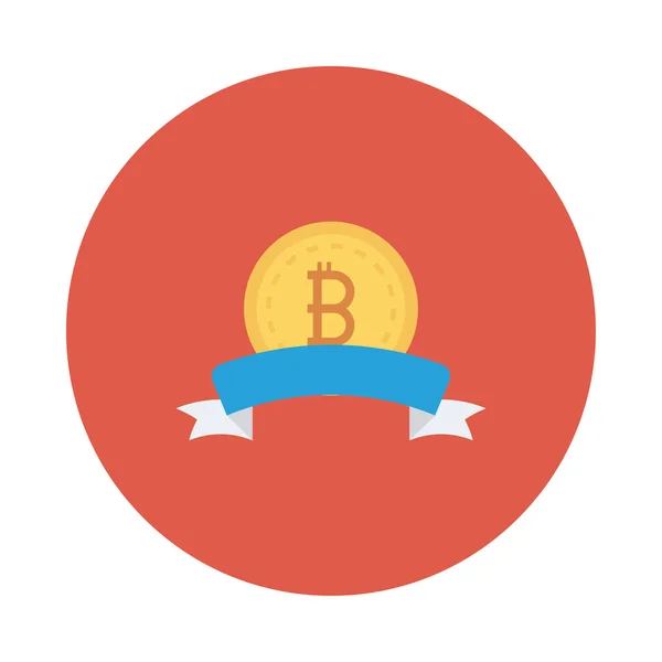 Bitcoin Dourado Token Com Fita Azul — Vetor de Stock