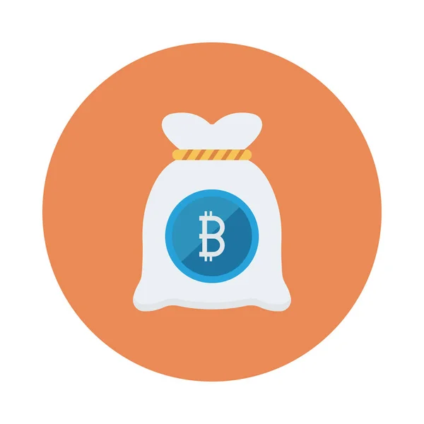 Jeton Bitcoin Sur Sac Argent Cercle Orange — Image vectorielle