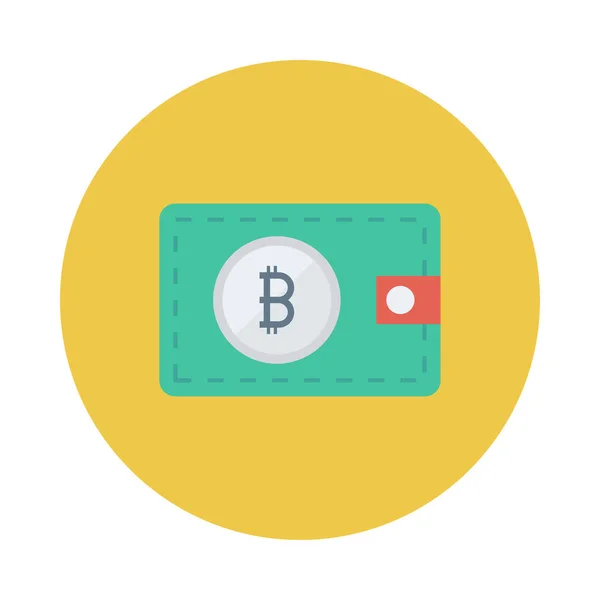 Jeton Bitcoin Sur Portefeuille Sur Fond Blanc — Image vectorielle