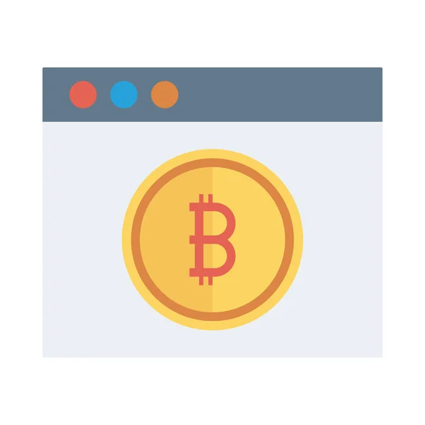 Zlaté Bitcoin Token Stránce Prohlížeče — Stockový vektor