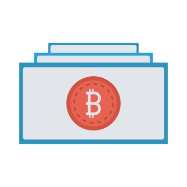 Kırmızı bitcoin belirteci banknot üzerinde 