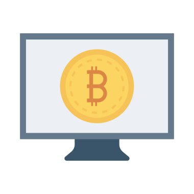 Bitcoin belirteç beyaz arka plan üzerinde bilgisayar ekranında