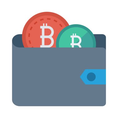 Beyaz arka plan üzerinde cüzdan içinde Bitcoin belirteçleri