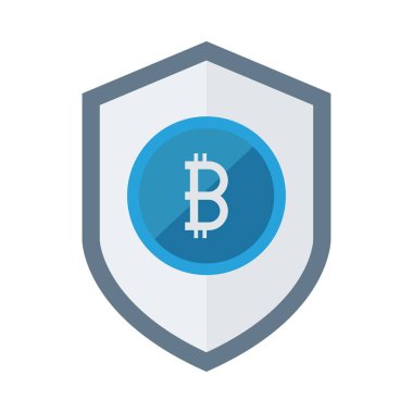 Bitcoin belirteç beyaz arka plan üzerinde kalkan 