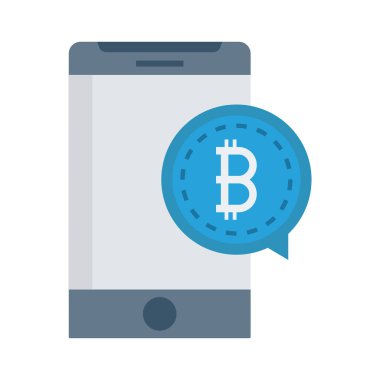 Bitcoin simge ve boş smartphone ekran beyaz arka plan üzerinde