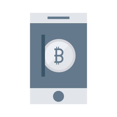 Gümüş bitcoin belirteç beyaz arka plan üzerinde smartphone ekranında