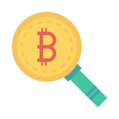 Altın bitcoin belirteci Büyüteç Camı, cryptocurrency döviz olarak