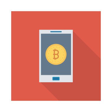Altın bitcoin belirteç beyaz arka plan üzerinde smartphone ekranında