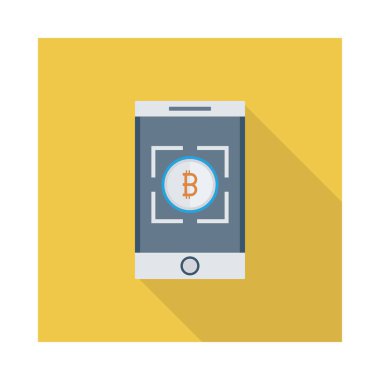 Beyaz arka plan üzerinde smartphone ekranında Bitcoin belirteci