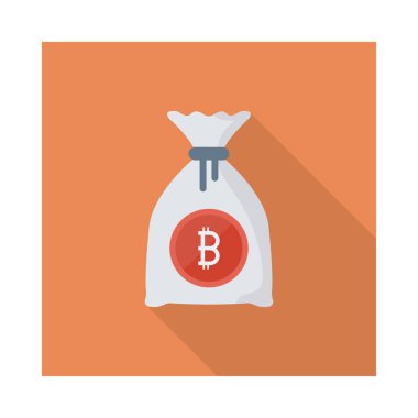 Bitcoin belirteci üzerinde para çantası turuncu kare