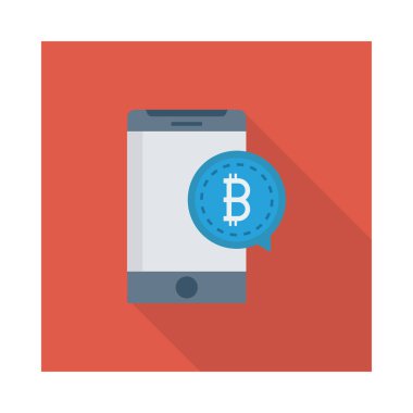 Bitcoin simge ve boş smartphone ekran beyaz arka plan üzerinde