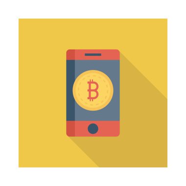 Altın bitcoin belirteç beyaz arka plan üzerinde smartphone ekranında