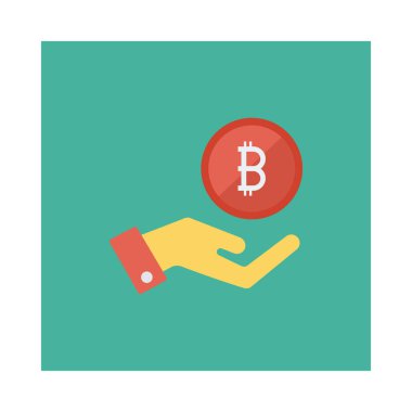 elle beyaz zemin üzerine kırmızı bitcoin belirteci