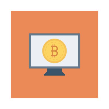 Bitcoin belirteç beyaz arka plan üzerinde bilgisayar ekranında
