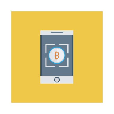Beyaz arka plan üzerinde smartphone ekranında Bitcoin belirteci