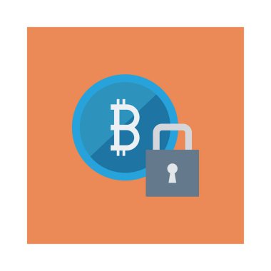 mavi bitcoin belirteci ve gri kilit