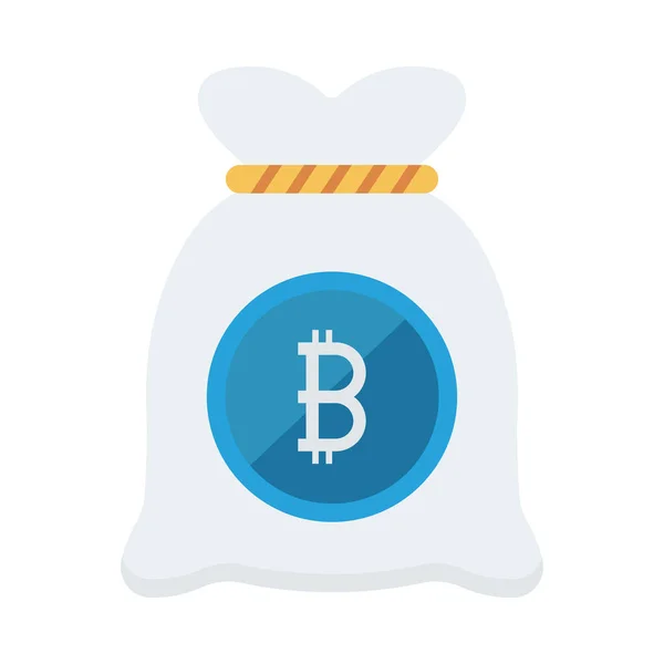 Jeton Bitcoin Sur Sac Argent Sur Fond Blanc — Image vectorielle
