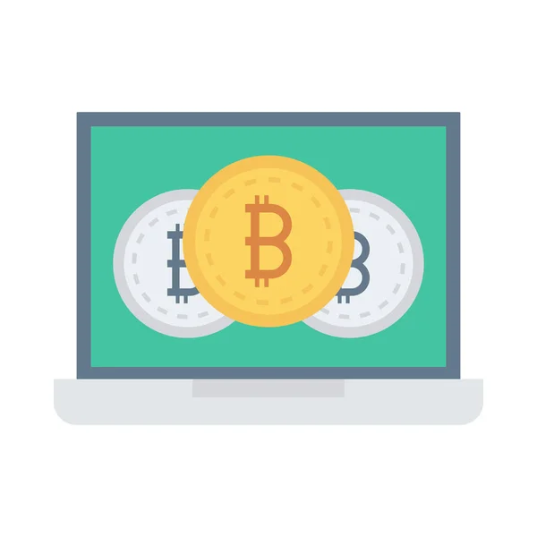 Bitcoin Διακριτικά Στην Οθόνη Του Υπολογιστή Πράσινο Λευκό Φόντο — Διανυσματικό Αρχείο