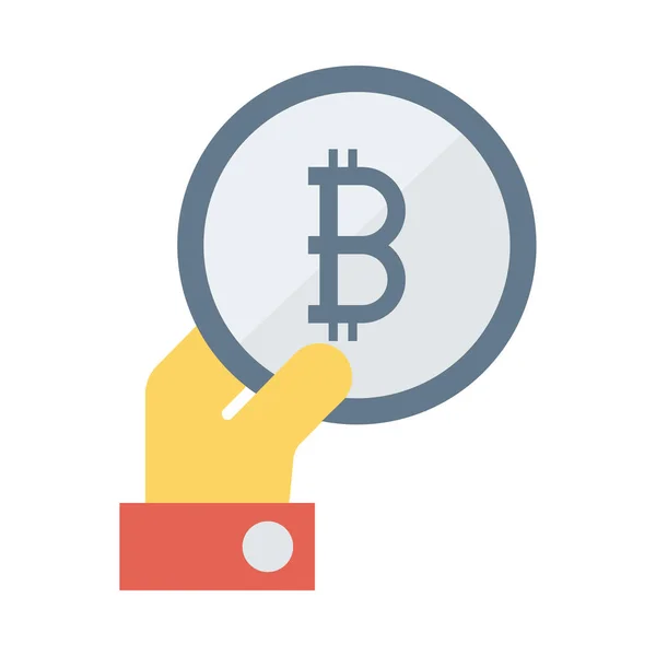 Mano Possesso Argento Bitcoin Gettone Sfondo Bianco — Vettoriale Stock