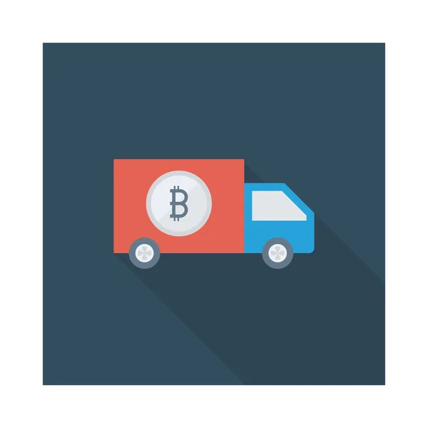 Camión Con Token Bitcoin Sobre Fondo Blanco — Vector de stock