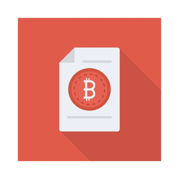 Token Bitcoin Vermelho Folha Papel Branco — Vetor de Stock