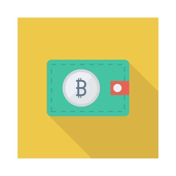 Jeton Bitcoin Sur Portefeuille Sur Fond Blanc — Image vectorielle