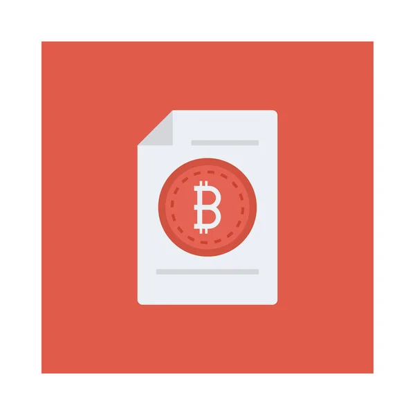 Token Bitcoin Vermelho Folha Papel Branco — Vetor de Stock