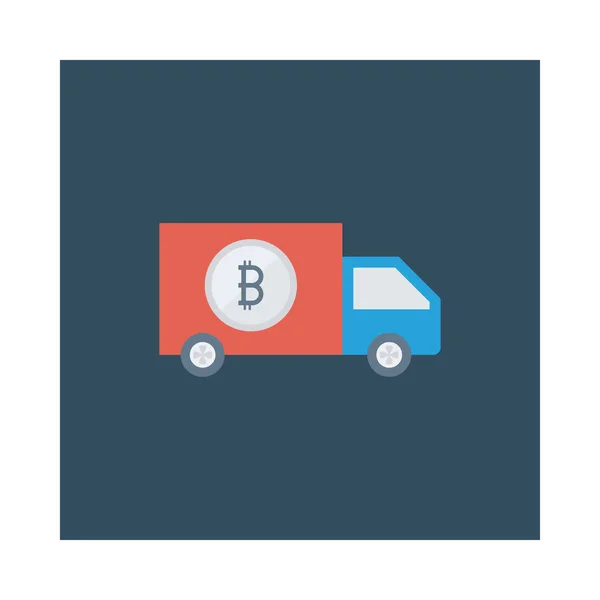 Camión Con Token Bitcoin Sobre Fondo Blanco — Vector de stock