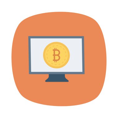 Bitcoin belirteç beyaz arka plan üzerinde bilgisayar ekranında