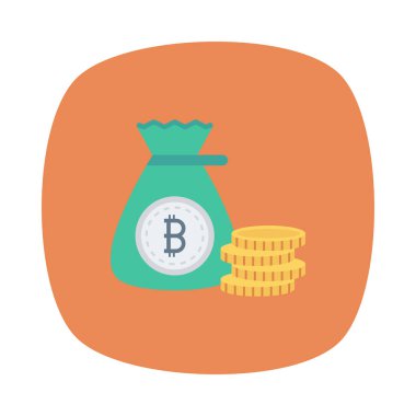 Bitcoin belirteçleri ve turuncu zemin üzerine yeşil çanta