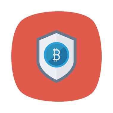 Bitcoin simgesi üzerinde kırmızı zemin üzerine kalkan