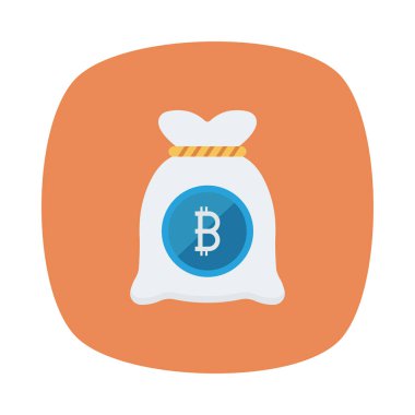 Bitcoin belirteci üzerinde çanta turuncu zemin üzerine