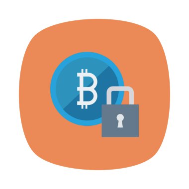mavi bitcoin belirteci ve gri kilit